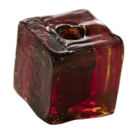 *1102-1225-13 - Glass Bead Cube 10MM With Stripe Ruby Silver Foil 16'' String *1102-1225-13,Bead,Glass,Square,Cube,Red,Ruby,With Stripe,Silver Foil,China,16'' String,montreal, quebec, canada, beads, wholesale