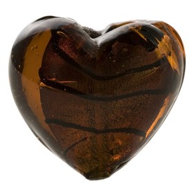 *1102-1227-03 - Glass Bead Heart 25MM With Stripe Brown Silver Foil 16'' String *1102-1227-03,Beads,Glass,Silver foil,Bead,Glass,25MM,Heart,Heart,Brown,Brown,With Stripe,Silver Foil,China,16'' String,montreal, quebec, canada, beads, wholesale