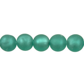 *1102-1235-07 - Glass Bead Round 18MM Turquoise Frosted Green Silver Foil 10pcs String *1102-1235-07,montreal, quebec, canada, beads, wholesale