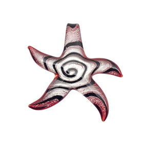 *1102-1251-05 - Glass Pendant Lampwork Starfish App. 60MM Silver Silver Foil 1pc *1102-1251-05,Glass,Pendant,Pendant,Lampwork,Glass,Glass,App. 60MM,Star,Starfish,Silver,Silver Foil,China,1pc,montreal, quebec, canada, beads, wholesale