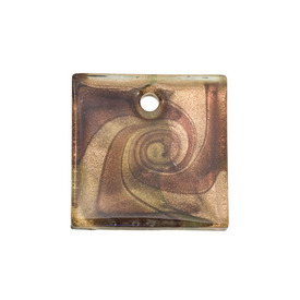 *1102-1256-01 - Pendentif de Verre Travaillé au Chalumeau Carré Plat 40MM Violet Feuille Dorée 1pc *1102-1256-01,Dollar Bead - Verre,montreal, quebec, canada, beads, wholesale