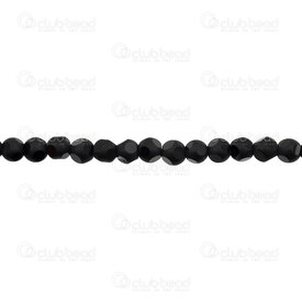 1102-3725-0613 - Glass Pressed Bead 6mm Round Matte Jet 6 face Cut 24" String (100pcs) 1102-3725-0613,1102-3725,montreal, quebec, canada, beads, wholesale