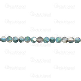 1102-3725-0695 - Glass Pressed Bead 6mm Round Matte Fushia/Green Transparent 6 face Cut 24" String (100pcs) 1102-3725-0695,1102-3725,montreal, quebec, canada, beads, wholesale