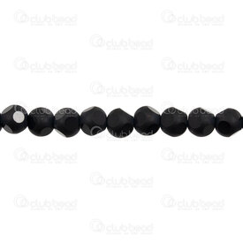 1102-3725-0813 - Glass Pressed Bead 8mm Round Matte Jet 6 face Cut 24" String (72pcs) 1102-3725-0813,1102-3725,montreal, quebec, canada, beads, wholesale