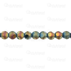 1102-3725-0839 - Glass Pressed Bead 8mm Round Full Coating 6 face Cut 24" String (72pcs) 1102-3725-0839,1102-3725,montreal, quebec, canada, beads, wholesale