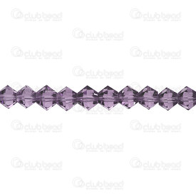 1102-3736-11 - Glass Press Bead 6MM  Bicone Amethyst 12" String/50pcs 1102-3736-11,Glass Press,Bead,Glass,Glass Press,6mm,Bicone,Bicone,Mauve,Purple,China,16'' String,montreal, quebec, canada, beads, wholesale