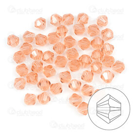 1102-3736-23 - Glass Press Bead 6MM Bicone Watery Pink 12" String/50pcs 1102-3736-23,1102,montreal, quebec, canada, beads, wholesale