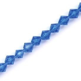 1102-3738-03 - Glass Press Bead 8MM  Bicone Blue 11.5" String/40pcs 1102-3738-03,facete,Bicone,Bead,Glass,Glass Press,8MM,Bicone,Bicone,Blue,Blue,China,16'' String,montreal, quebec, canada, beads, wholesale