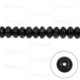 1102-3775-0813 - Glass Bead Spacer Bead Rondelle 4.5x8.5mm Black 1.2mm hole (app.80pcs) 15.5in String 1102-3775-0813,Billes verre 2 trous,montreal, quebec, canada, beads, wholesale