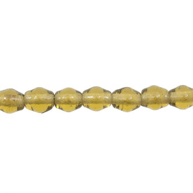 *1102-3798-105 - Glass Pressed Bead Barrel 6x8MM Amber Clear 5x6'' String India Limited Quantity! *1102-3798-105,ambre,montreal, quebec, canada, beads, wholesale