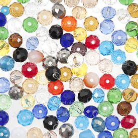 1102-3799-03 - Glass Pressed Bead Rondelle Faceted 6mm Assorted Color 100pcs 1102-3799-03,6mm,100pcs,Bead,Glass,Glass Pressed,6mm,Round,Rondelle,Faceted,Mix,Assorted Color,China,100pcs,montreal, quebec, canada, beads, wholesale