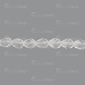 1102-3808-0801 - Glass Pressed Bead Pear Faceted 6x8mm Crystal 1mm hole 21.5\'\' String (app70pcs) 1102-3808-0801,montreal, quebec, canada, beads, wholesale