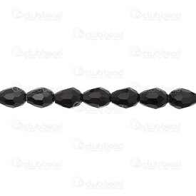 1102-3808-0813 - Glass Pressed Bead Oval Faceted 6x8mm Jet 1mm hole 21.5\'\' String (app70pcs) 1102-3808-0813,Beads,Glass,Pressed,montreal, quebec, canada, beads, wholesale