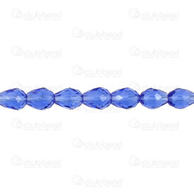 1102-3808-0823 - Glass Pressed Bead Pear Faceted 6x8mm Light Cobalt 1mm hole 21.5\'\' String (app70pcs) 1102-3808-0823,montreal, quebec, canada, beads, wholesale