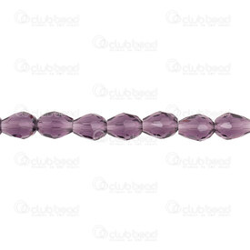1102-3808-0833 - Glass Pressed Bead Pear Faceted 6x8mm Amethyst 1mm hole 21.5\'\' String (app70pcs) 1102-3808-0833,amethyste VE,montreal, quebec, canada, beads, wholesale