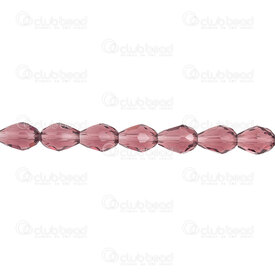 1102-3808-0851 - Glass Pressed Bead Pear Faceted 6x8mm Purple 1mm hole 21.5\'\' String (app70pcs) 1102-3808-0851,montreal, quebec, canada, beads, wholesale
