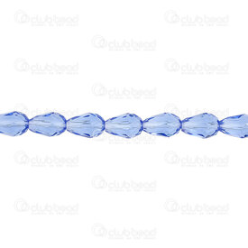 1102-3808-1205 - Glass Pressed Bead Pear Faceted 8x12mm Light Blue 28\" String (app60pcs) 1102-3808-1205,Beads,Glass,Pressed,montreal, quebec, canada, beads, wholesale