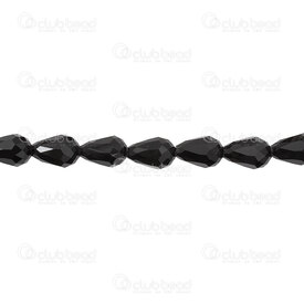 1102-3808-1213 - Glass Pressed Bead Pear Faceted 8x12mm Jet 1.5mm hole 28\" String (app60pcs) 1102-3808-1213,montreal, quebec, canada, beads, wholesale