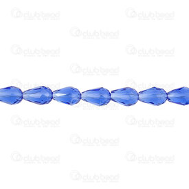 1102-3808-1223 - Glass Pressed Bead Oval Faceted 8x12mm Light Cobalt 1.5mm hole 28\" String (app60pcs) 1102-3808-1223,montreal, quebec, canada, beads, wholesale