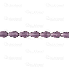 1102-3808-1233 - Glass Pressed Bead Oval Faceted 8x12mm Amethyst 1.5mm hole 28\" String (app60pcs) 1102-3808-1233,montreal, quebec, canada, beads, wholesale