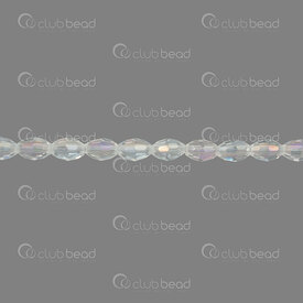 1102-3815-0601 - Bille de Verre Pressé Facetté Grain de Riz 6.5x4.5mm Cristal 2xCorde 15po 1102-3815-0601,Billes,Verre,montreal, quebec, canada, beads, wholesale