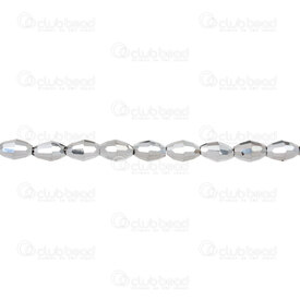 1102-3815-0635 - Bille de Verre Pressé Facetté Grain de Riz 6.5x4.5mm Argent 2xCorde 15po 1102-3815-0635,Billes,Verre,montreal, quebec, canada, beads, wholesale