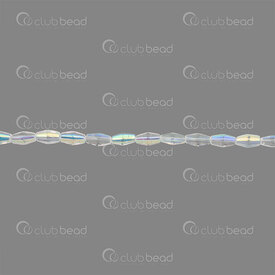 1102-3815-0801AB - Glass Bead Facetted Rice 4x8mm Crystal AB 0.8mm hole 12" String (approx.35pcs) 1102-3815-0801AB,Beads,Glass,montreal, quebec, canada, beads, wholesale