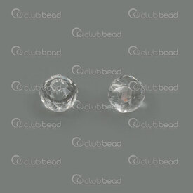 1102-3818-0601 - Glass Bead Oval Facetted 6.5x7mm Half-Perced 2.5mm hole Crystal Clear 12pcs 1102-3818-0601,verre facette cristal,montreal, quebec, canada, beads, wholesale
