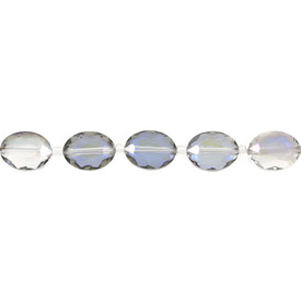 1102-3868-05 - Glass Pressed Bead Oval Faceted 9X12MM Blue Crystal 8'' String 1102-3868-05,montreal, quebec, canada, beads, wholesale