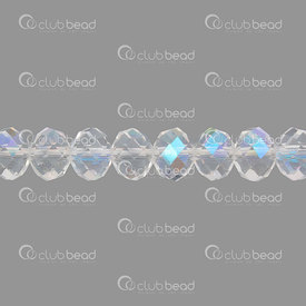 1102-3874-01AB - glass press bead oval facetted 6X8mm crystal AB 17'' String (98-100pcs) 1102-3874-01AB,verre facette cristal,montreal, quebec, canada, beads, wholesale