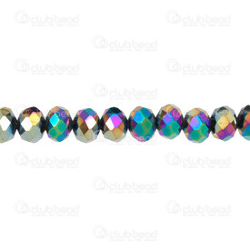 1102-3874-39 - Bille de Verre Pressé Oval Facetté 6x8mm Enduit Plein Corde de 16po (env72pcs) 1102-3874-39,1102-3874,montreal, quebec, canada, beads, wholesale