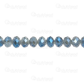 1102-3874-67 - Bille de Verre Pressé Oval Facetté 6x8mm Bleu Transparent Corde de 17.5po (env72pcs) 1102-3874-67,1102-3874,montreal, quebec, canada, beads, wholesale