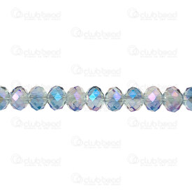 1102-3874-67AB - Bille de Verre Pressé Oval Facetté 6x8mm Bleu AB Transparent Corde de 17.5po (env72pcs) 1102-3874-67AB,Billes,montreal, quebec, canada, beads, wholesale