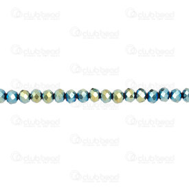 1102-3884-85 - Glass Bead Oval Faceted 3.5x4.5mm Green-Blue Vitrail 16'' String (approx.120pcs) 1102-3884-85,Beads,Glass,montreal, quebec, canada, beads, wholesale