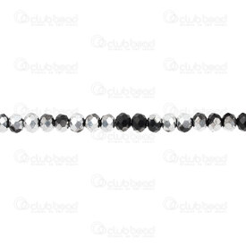 1102-3884-87 - Glass Press Bead Oval Faceted 3.5X4mm half black half silver 1mm hole 19'' String (120pcs) 1102-3884-87,Beads,Glass,Pressed,montreal, quebec, canada, beads, wholesale