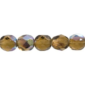 1102-4703-53 - Fire Polished Bead Round 8MM Smoked Topaz AB 75pcs Czech Republic 1102-4703-53,Topaz,Bead,Glass,Fire Polished,8MM,Round,Round,Brown,Topaz,Smoked,AB,Czech Republic,75pcs,montreal, quebec, canada, beads, wholesale