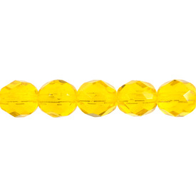 *1102-4703-99 - Fire Polished Bead Round 8MM Yellow 75pcs Czech Republic *1102-4703-99,Bead,Glass,Fire Polished,8MM,Round,Round,Yellow,Yellow,Czech Republic,75pcs,montreal, quebec, canada, beads, wholesale