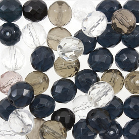 *1102-4799-009 - Bille de Verre Polie au Feu Tchèque Rond Facetté 10MM Gris Bleu Mixé République Tcheque Quantité Limitée! *1102-4799-009,Billes,Verre,10mm,Bille,Czech,Verre,Fire Polished,10mm,Rond,Rond,Faceted,Mix,Gris Bleu,Mixé,montreal, quebec, canada, beads, wholesale