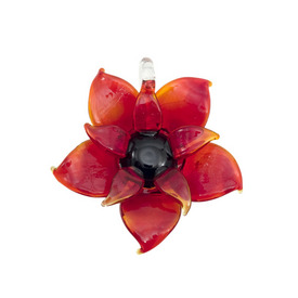 *1102-4816-03 - Pendentif de Verre Travaillé au Chalumeau Fleur 55MM Rouge 1pc *1102-4816-03,montreal, quebec, canada, beads, wholesale