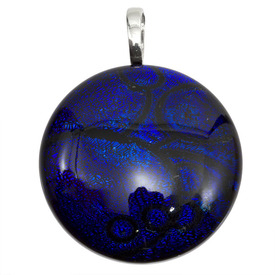 *1102-4824-05 - Dichroic Pendant With Bail Round 30MM Bubbles Navy 1pc *1102-4824-05,Pendant,With Bail,Dichroic,30MM,Round,Round,Blue,Navy,Bubbles,China,1pc,montreal, quebec, canada, beads, wholesale