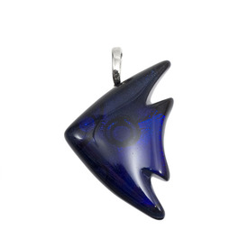 *1102-4828-05 - Dichroic Pendant With Bail Fish 25X40MM Bubbles Navy 1pc *1102-4828-05,Pendant,With Bail,Dichroic,25X40MM,Fish,Blue,Navy,Bubbles,China,1pc,montreal, quebec, canada, beads, wholesale