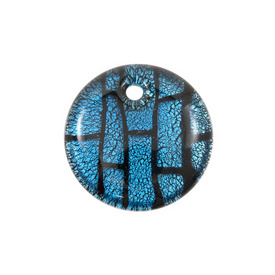 *1102-4834-07 - Glass Pendant Lampwork Round 35MM Blue Brick 5pcs *1102-4834-07,Beads,Glass,montreal, quebec, canada, beads, wholesale