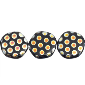 *1102-4900-03 - Glass Bead Free Form Round 19MM Black Small Dots Marea 10pcs String Czech Republic *1102-4900-03,Beads,Glass,Bead,Glass,Glass,19MM,Free Form,Free Form,Round,Mix,Black,Small Dots Marea,Czech Republic,Dollar Bead,montreal, quebec, canada, beads, wholesale