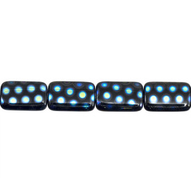 *1102-4910-01 - Glass Bead Rectangle 12X19MM Black Small Dots AB 10pcs String Czech Republic *1102-4910-01,Beads,Glass,Metallic effect,Bead,Glass,Glass,12X19MM,Rectangle,Mix,Black,Small Dots AB,Czech Republic,Dollar Bead,10pcs String,montreal, quebec, canada, beads, wholesale