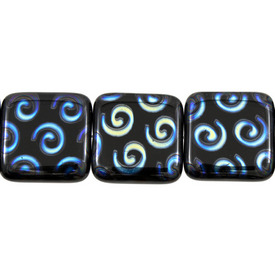 *1102-4964-01 - Glass Bead Square 21MM Black Spiraled AB 10pcs String Czech Republic *1102-4964-01,Bead,Glass,Glass,21mm,Square,Square,Mix,Black,Spiraled AB,Czech Republic,Dollar Bead,10pcs String,montreal, quebec, canada, beads, wholesale