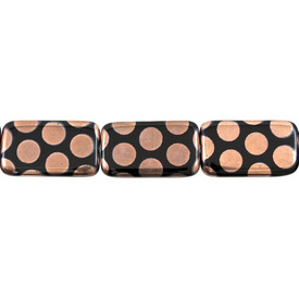 *1102-4971-05 - Glass Bead Rectangle 20X35MM Black Big Dots Copper 6pcs Strings Czech Republic *1102-4971-05,Beads,Glass,Rectangle,Bead,Glass,Glass,20X35MM,Rectangle,Mix,Black,Big Dots Copper,Czech Republic,Dollar Bead,6pcs Strings,montreal, quebec, canada, beads, wholesale