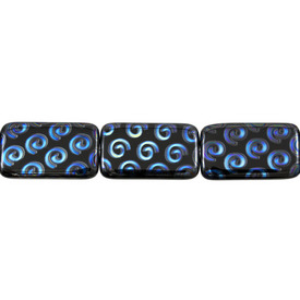 *1102-4974-01 - Glass Bead Rectangle 20X35MM Black Spiraled AB 6pcs Strings Czech Republic *1102-4974-01,Beads,Glass,Rectangle,Bead,Glass,Glass,20X35MM,Rectangle,Mix,Black,Spiraled AB,Czech Republic,Dollar Bead,6pcs Strings,montreal, quebec, canada, beads, wholesale