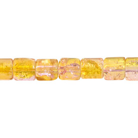 *1102-5603-17 - Glass Bead Crackle Cylinder 6MM Yellow/Pink 130pcs *1102-5603-17,Clearance by Category,6mm,Glass,Bead,Crackle,Glass,Glass,6mm,Cylinder,Cylinder,Yellow/Pink,China,130pcs,montreal, quebec, canada, beads, wholesale