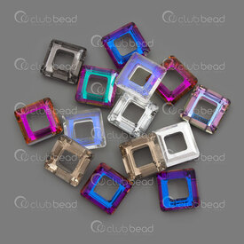 1102-5851-1003 - Glass Pendant Stellaris Square Ring 10x3mm Assorted Color Inner Diameter 5x5mm 20pcs 1102-5851-1003,Glass Pendant,montreal, quebec, canada, beads, wholesale