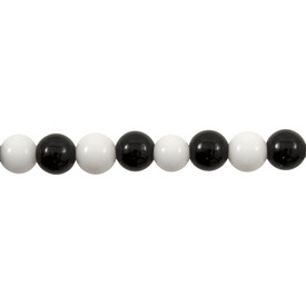 *1102-5905 - Bille de Verre Boule 8MM Mixte Noir et Blanc Corde de 16 Pouces *1102-5905,montreal, quebec, canada, beads, wholesale